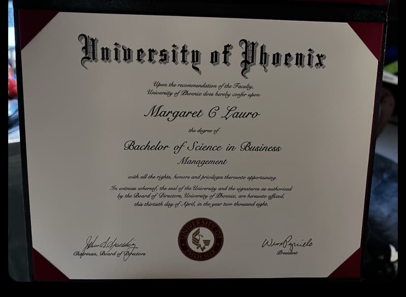 Margo graduated from University of Phoenix