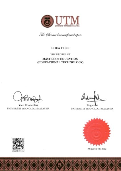 Yi Fei graduated from Universiti Teknologi Malaysia