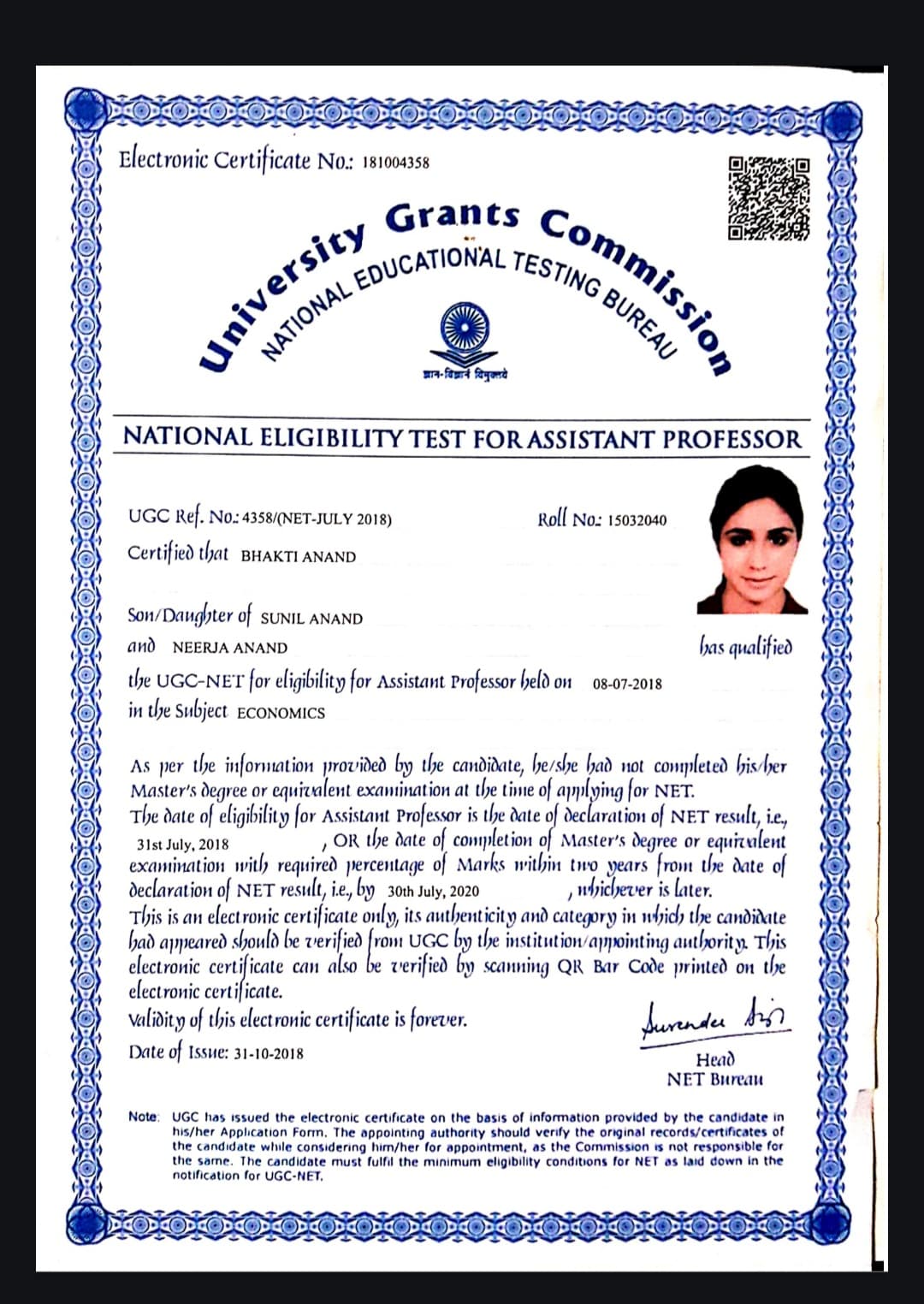 Certificates of Bhakti