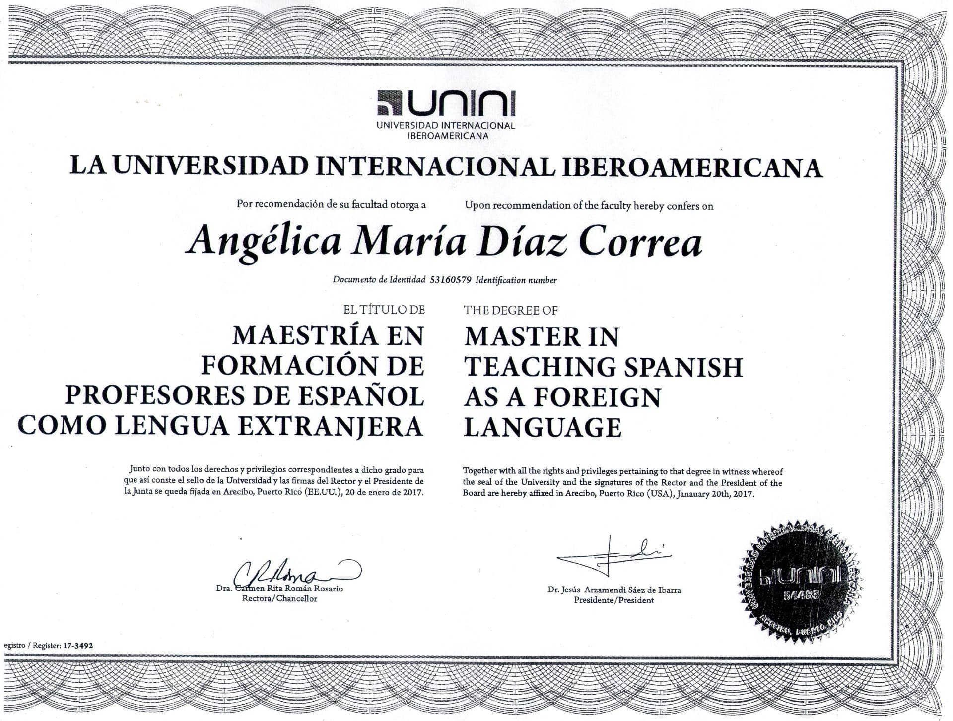 Angélica  graduated from Los Andes University