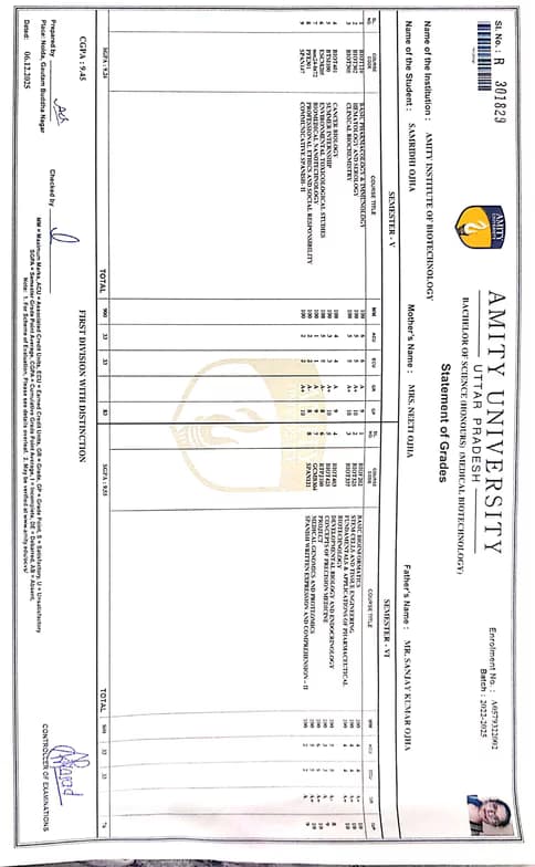 Verified degree or teaching certification of Samridhi