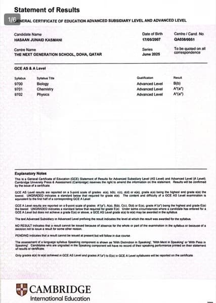 Verified degree or teaching certification of Hasaan 