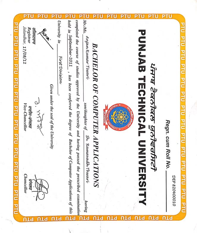 Graduation ceremony photo of Anjan 