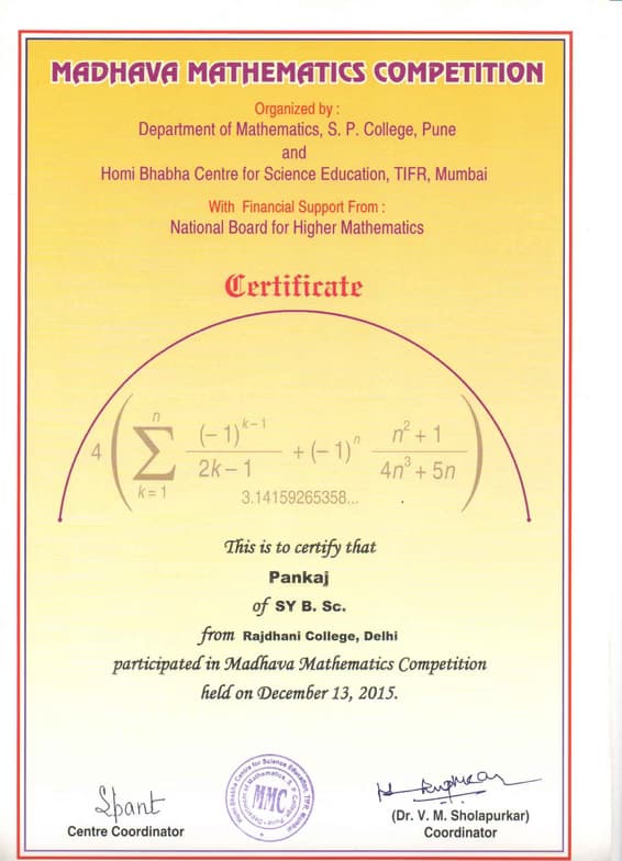 Verified degree or teaching certification of Pankaj 