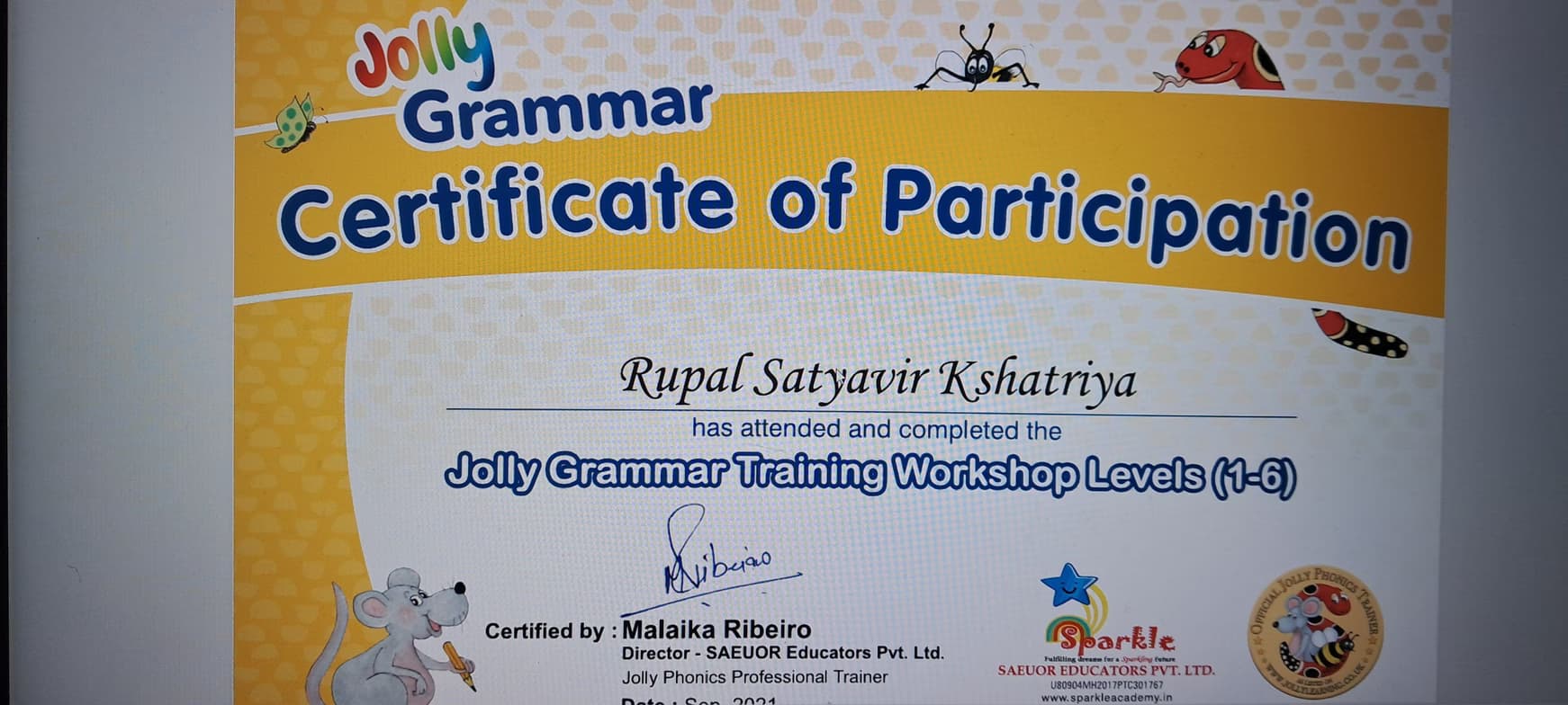 Verified degree or teaching certification of Rupal 