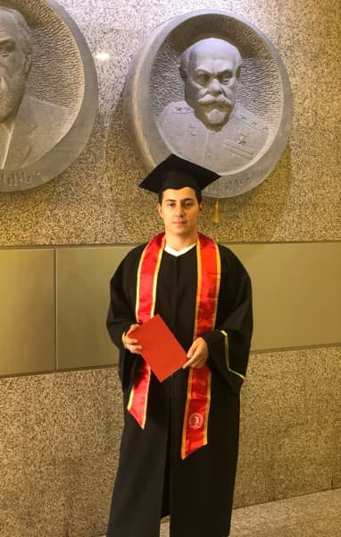 Graduation ceremony photo of Zhora 