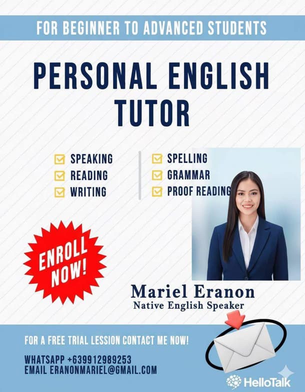 Profile photo of Mariel, English tutor at Wiingy