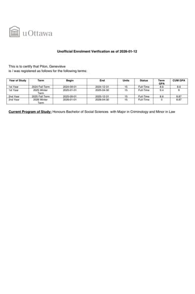 Verified degree or teaching certification of Geneviève  