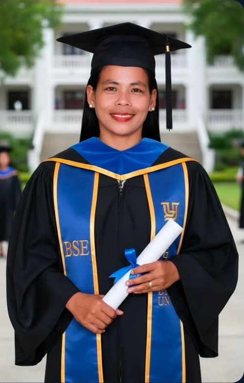 Graduation ceremony photo of Evangeline 