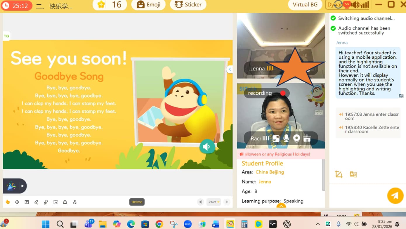 Ma Suzzette conducting a lesson