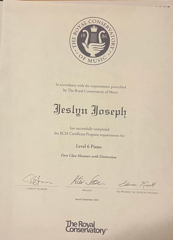 Verified degree or teaching certification of Abigail 