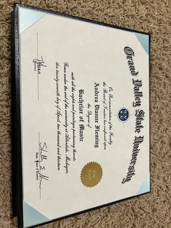 Verified degree or teaching certification of Andrea 