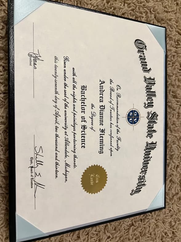 Verified degree or teaching certification of Andrea 