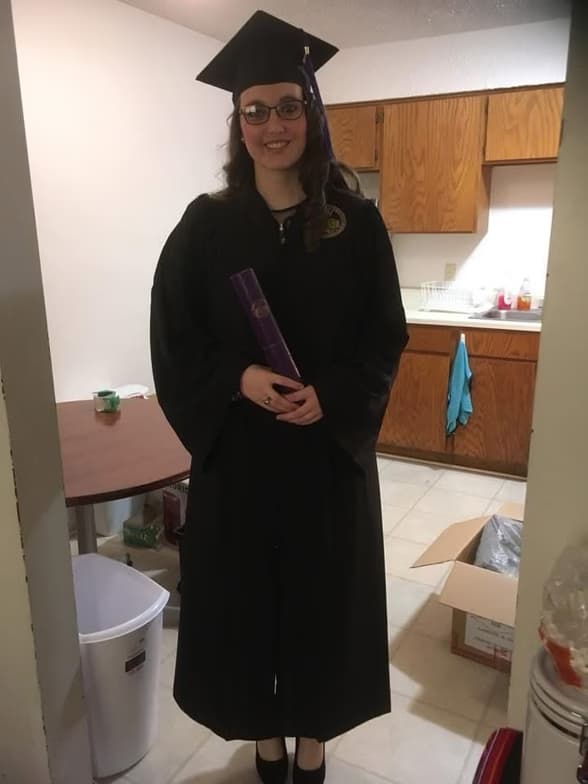 Graduation ceremony photo of Sarah 