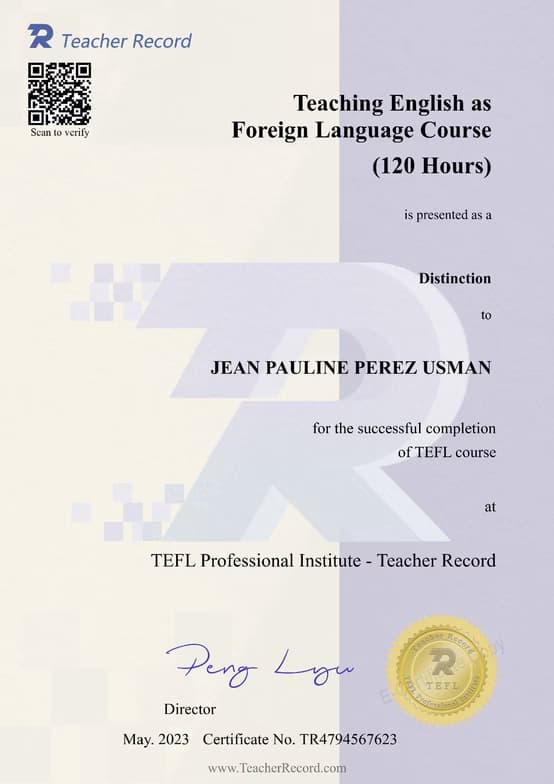 Verified degree or teaching certification of Jean Pauline 