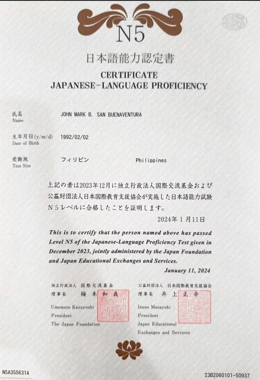 Verified degree or teaching certification of John Mark 