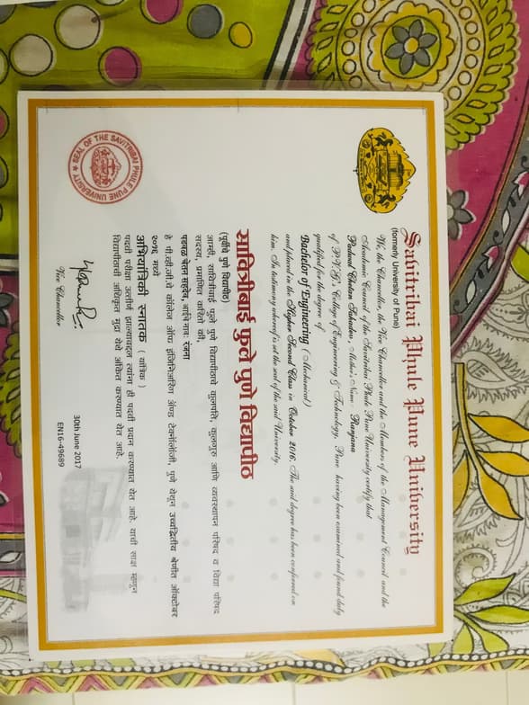 Verified degree or teaching certification of Chetan 