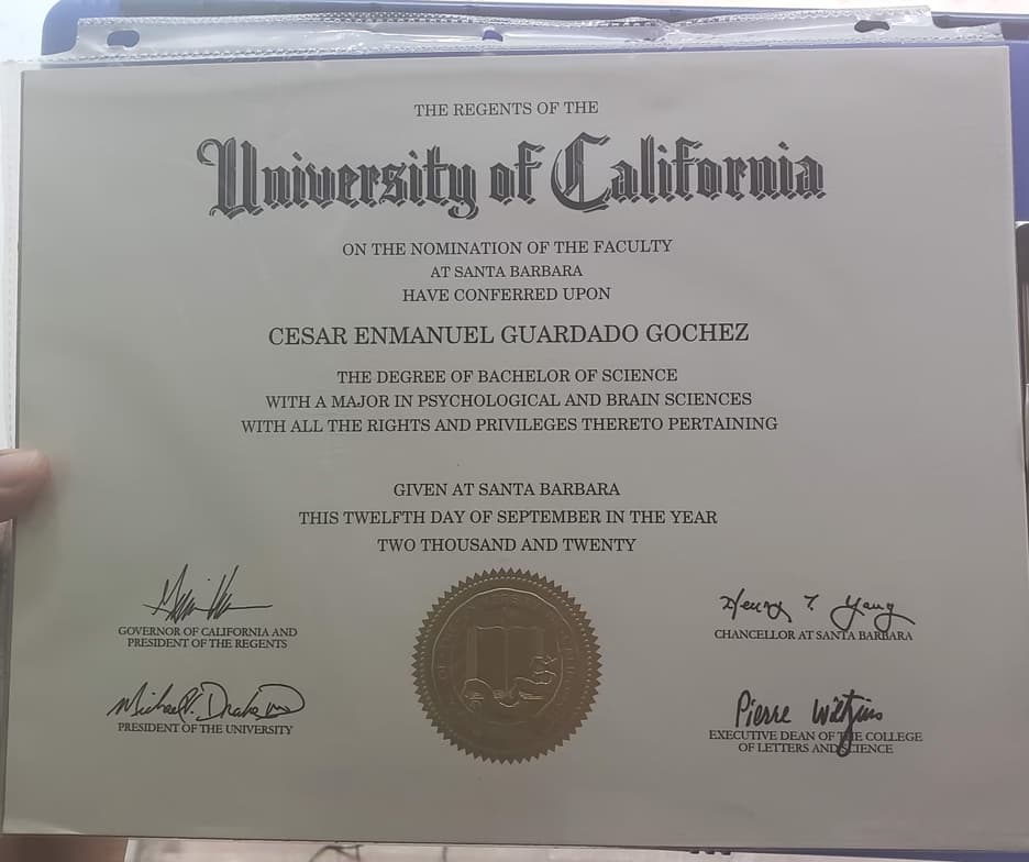 Verified degree or teaching certification of Cesar 