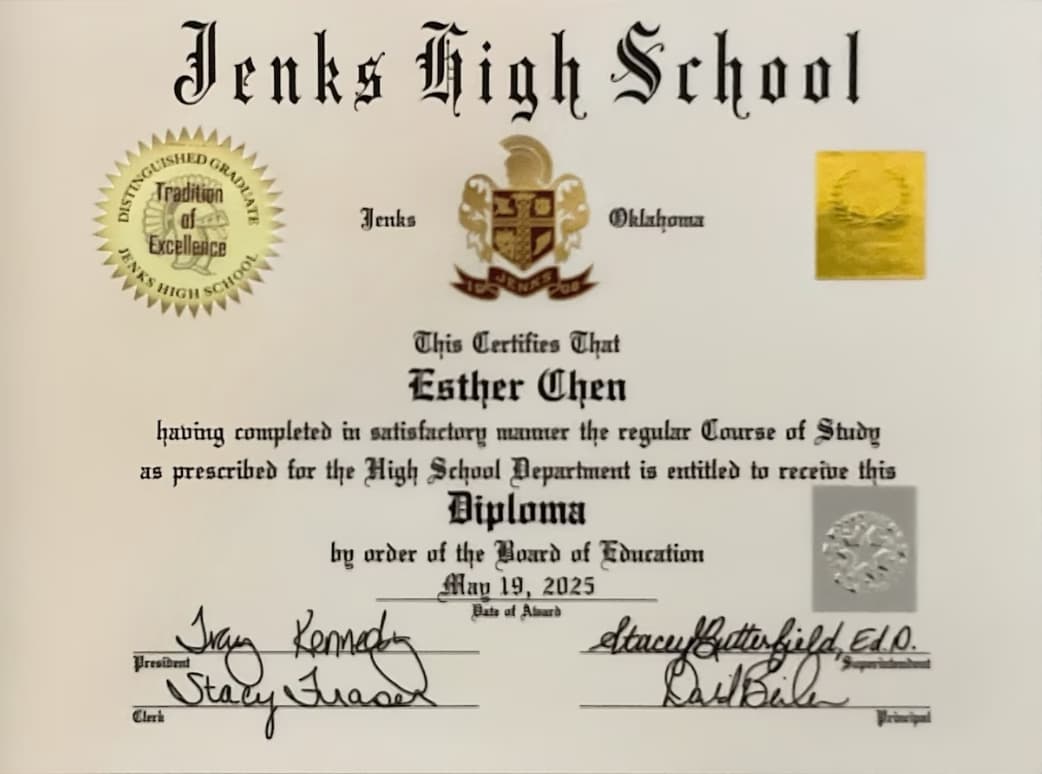 Verified degree or teaching certification of Esther 