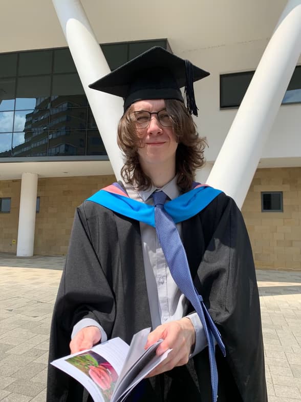 Graduation ceremony photo of Jamie 