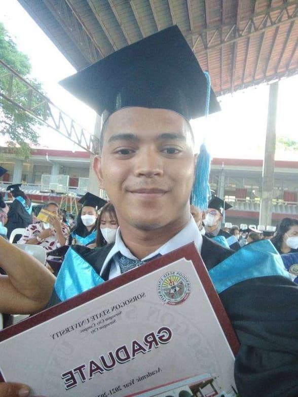 Graduation ceremony photo of Edmund Jr 