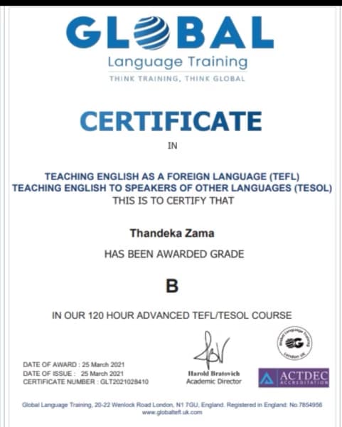 Verified degree or teaching certification of Blossom 