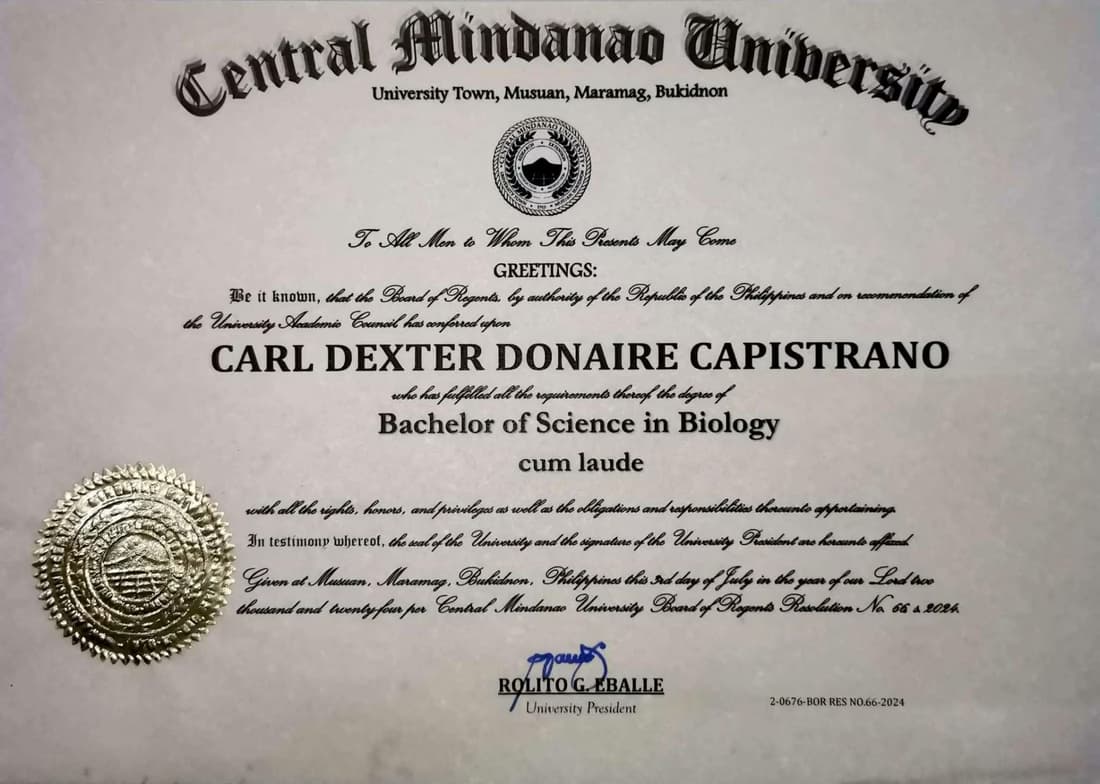 Verified degree or teaching certification of Carl Dexter 