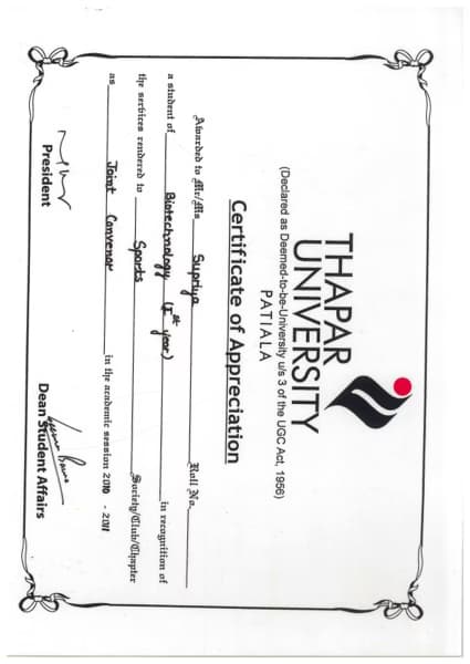 Verified degree or teaching certification of Supriya  