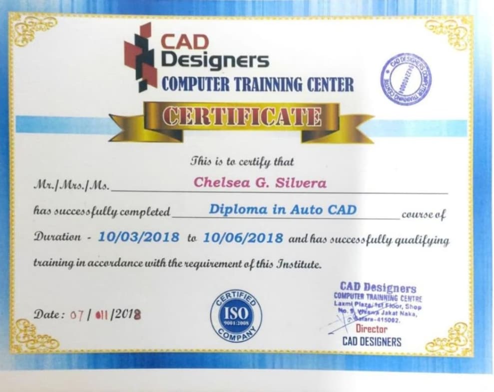Verified degree or teaching certification of Chelsea