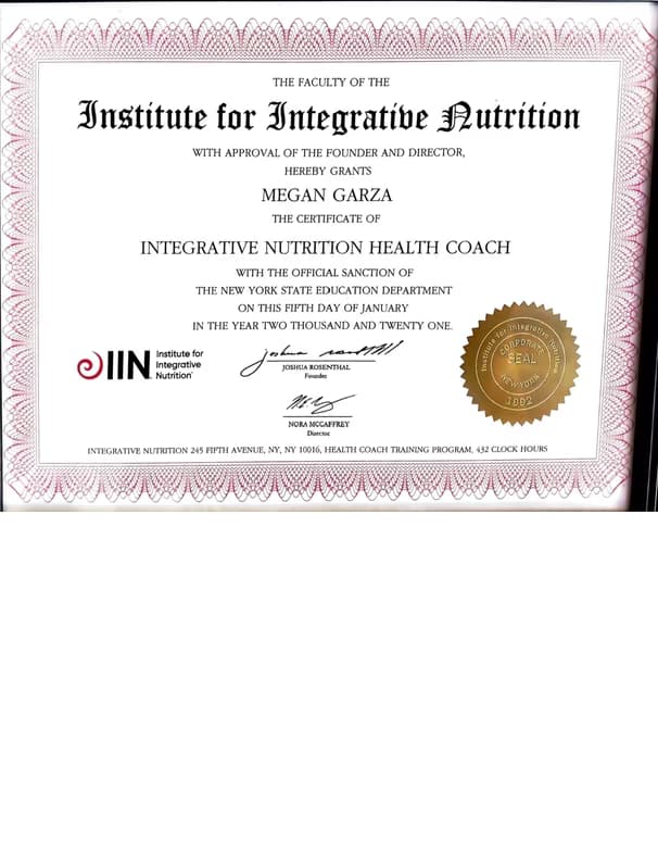 Verified degree or teaching certification of Megan