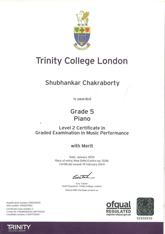 Verified degree or teaching certification of Shubhankar