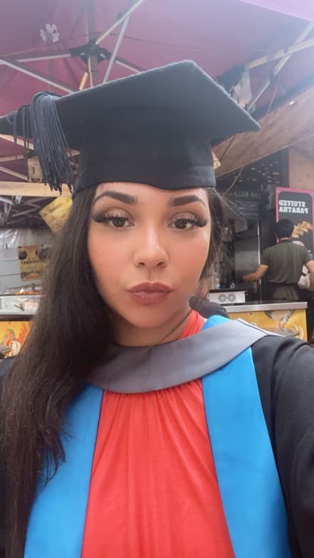 Graduation ceremony photo of Denise 