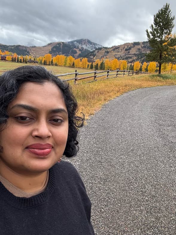 Travel snapshot of Athira during a trip