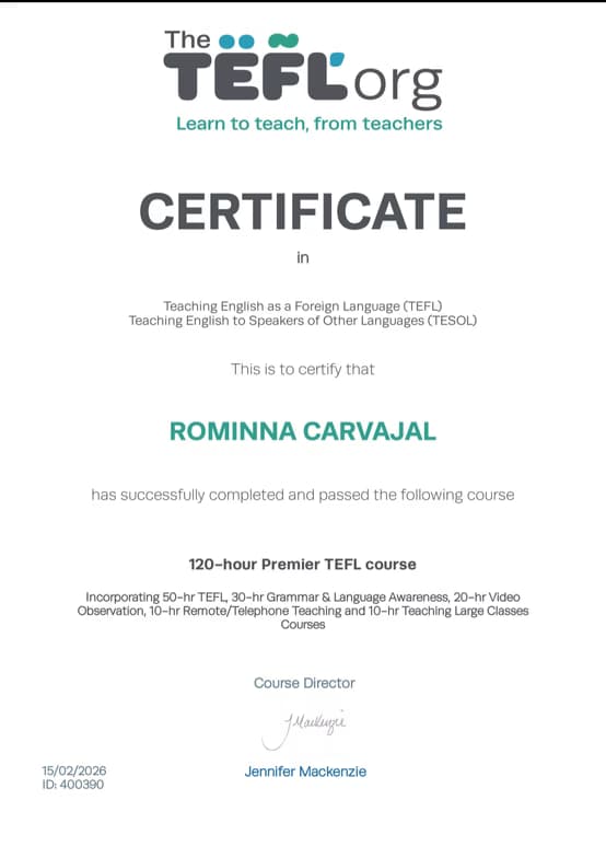 Verified degree or teaching certification of Rominna  