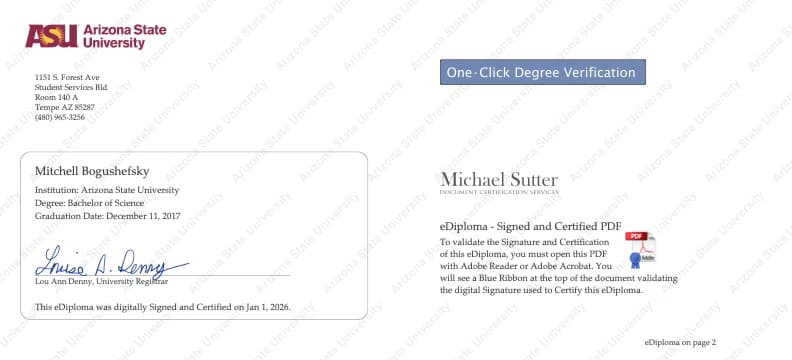 Verified degree or teaching certification of Mitchell 