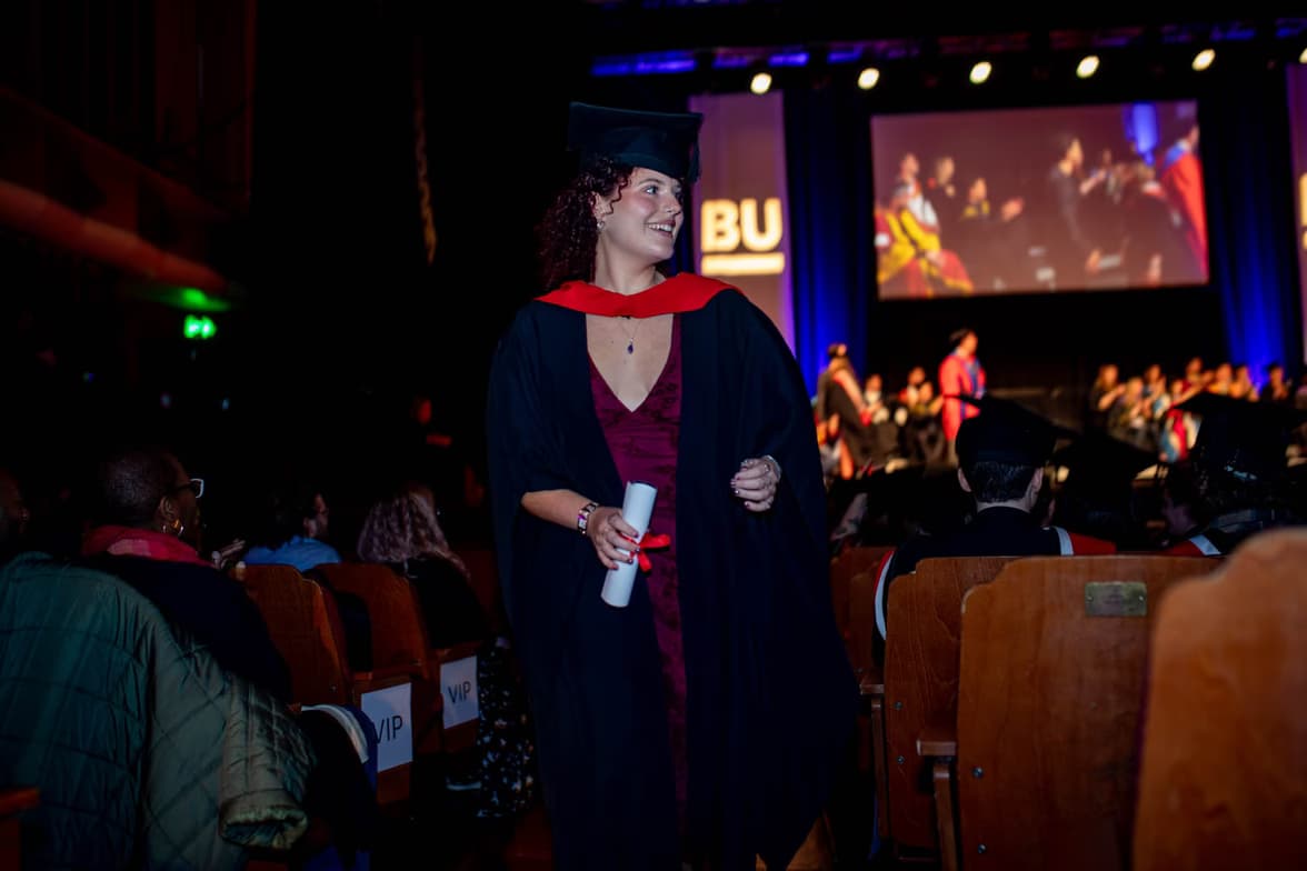 Graduation ceremony photo of Caitlin 