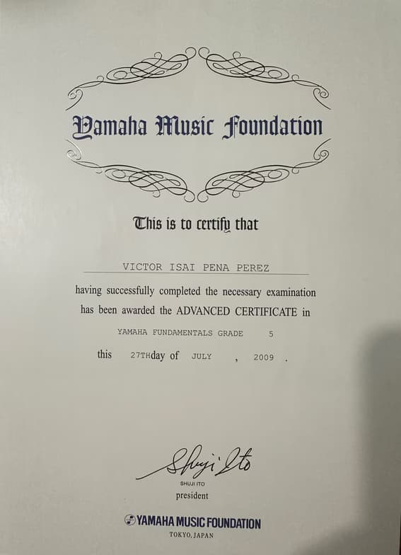 Verified degree or teaching certification of Victor  