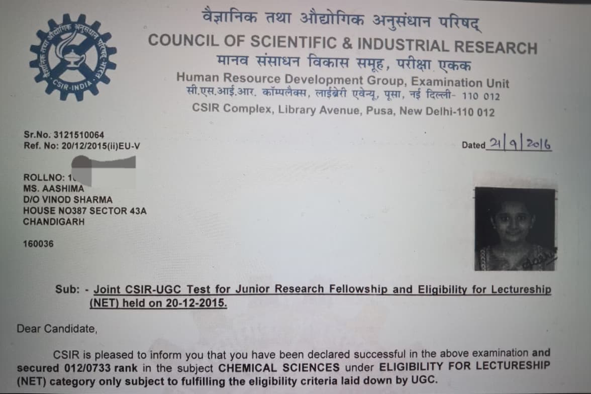 Verified degree or teaching certification of Aashima 