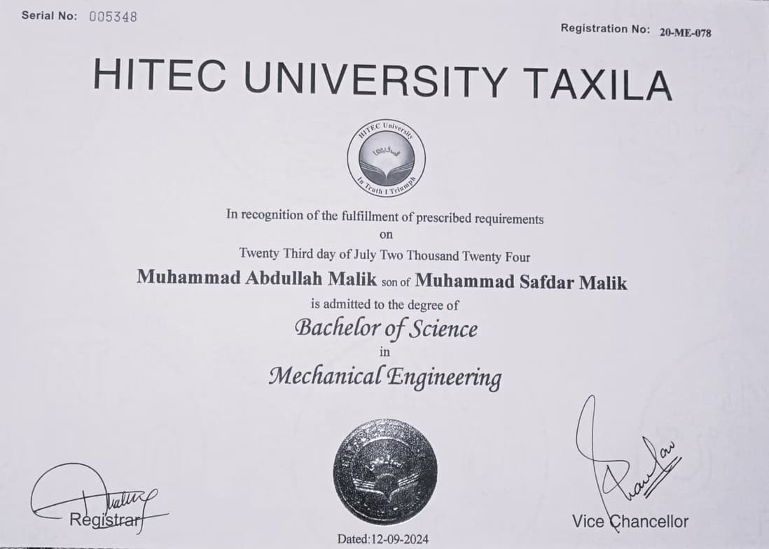 Verified degree or teaching certification of Muhammad