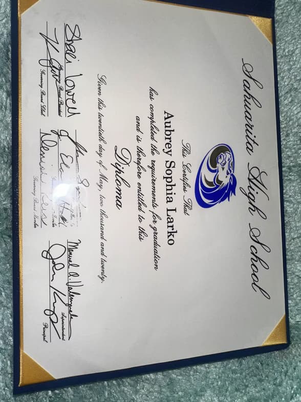 Verified degree or teaching certification of Aubrey 