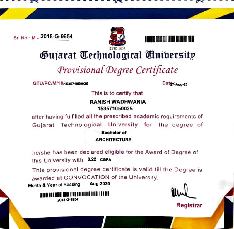 Verified degree or teaching certification of Renish