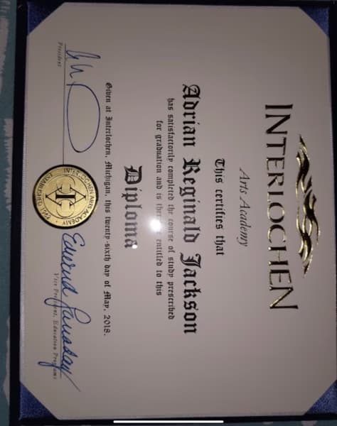 Verified degree or teaching certification of Adrian 