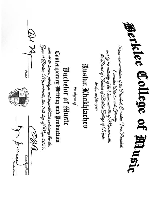 Verified degree or teaching certification of Ruslan 