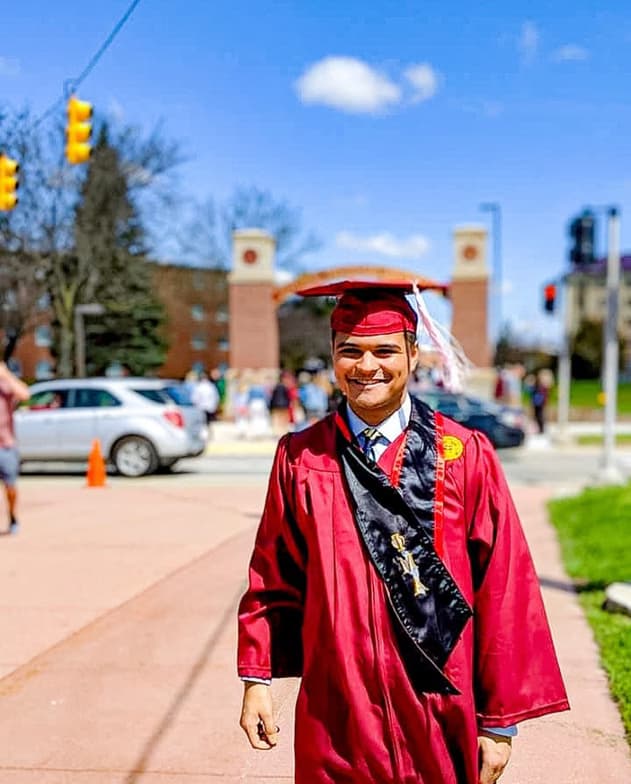 Graduation ceremony photo of Riley 