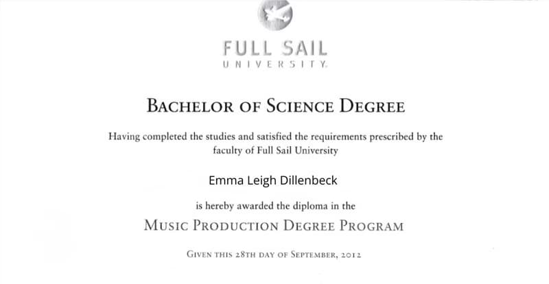 Verified degree or teaching certification of Emma