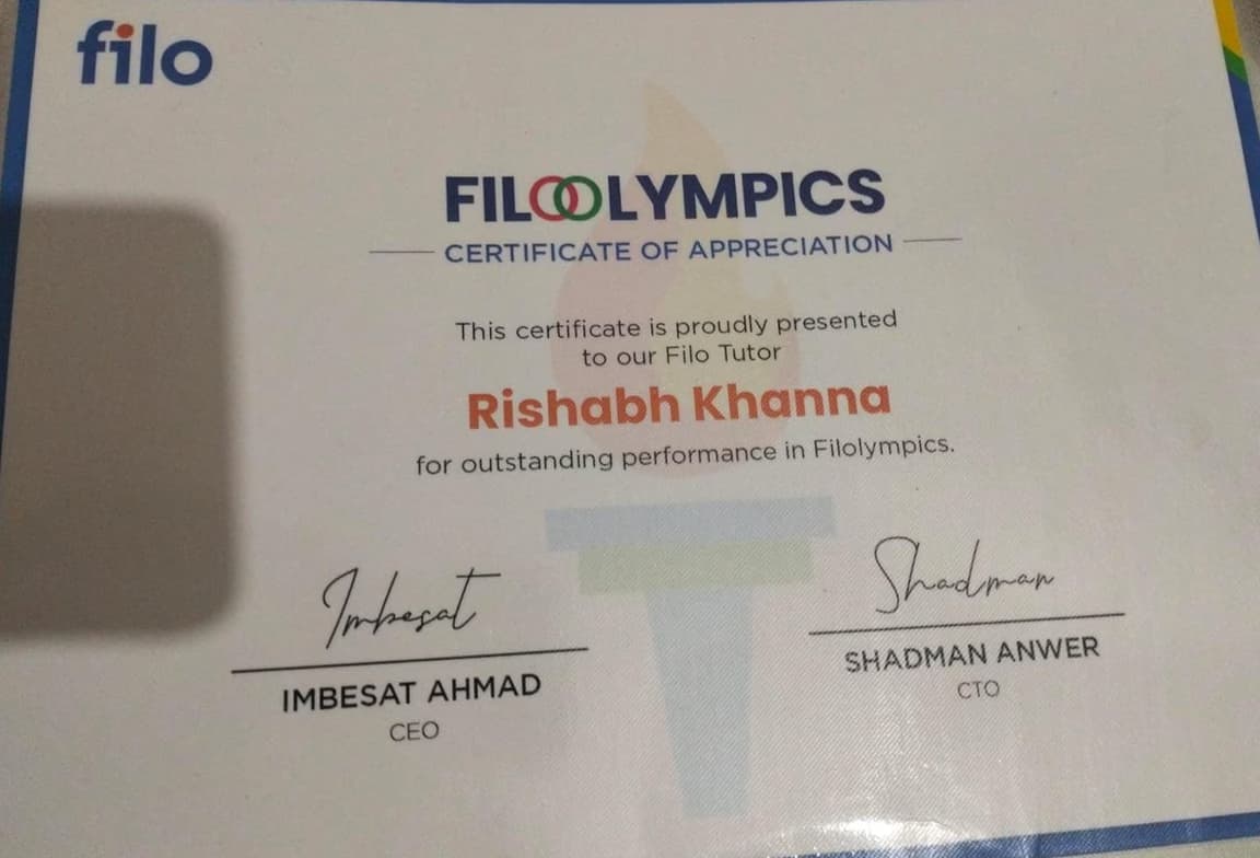 Verified degree or teaching certification of Rishabh
