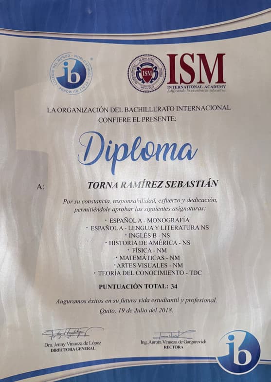 Verified degree or teaching certification of Sebastian  