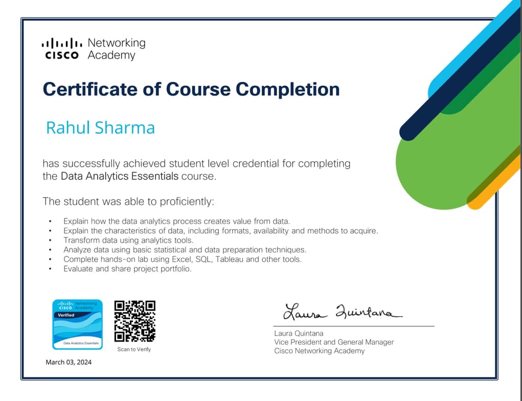 Verified degree or teaching certification of Rahul 