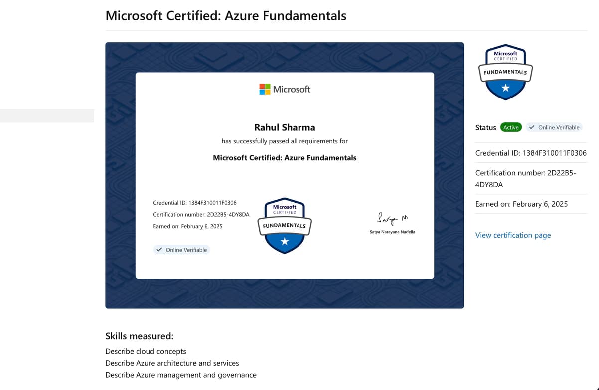 Verified degree or teaching certification of Rahul 