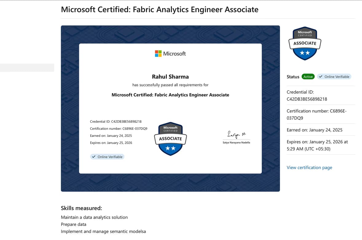 Verified degree or teaching certification of Rahul 